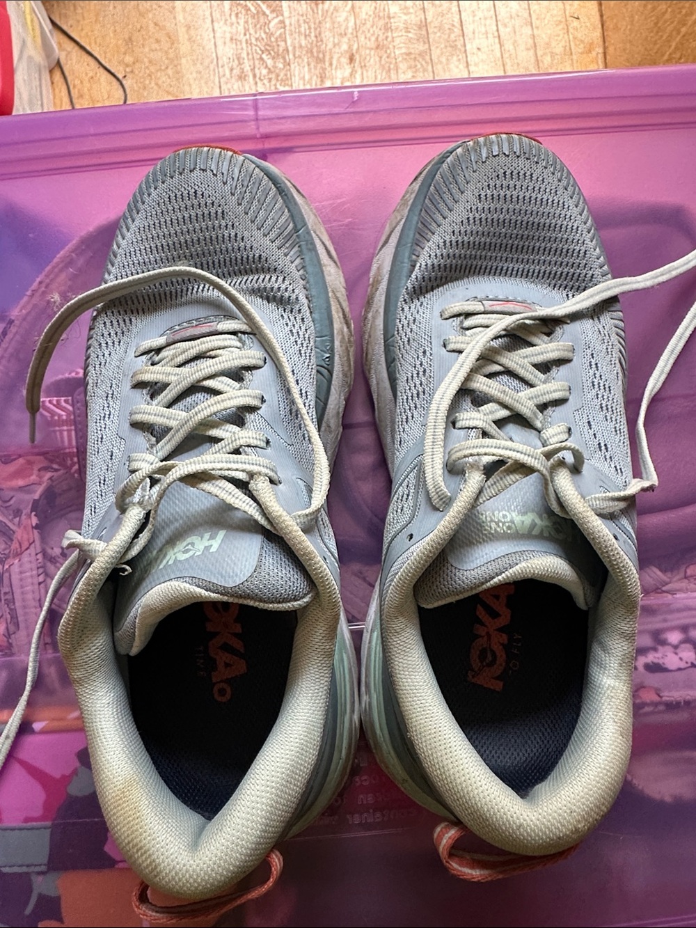 Hoka Light Gray Bondi 7 Knit Lace-Up Running Sneakers